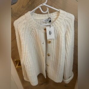 John + Jenn Cream Chunky Knit Cardigan Sweater NWT Size XL Cozy Button Front
